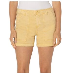 Liverpool Flap Pocket Utility Shorts Light Mustard Yellow Size 2 26 Stretch